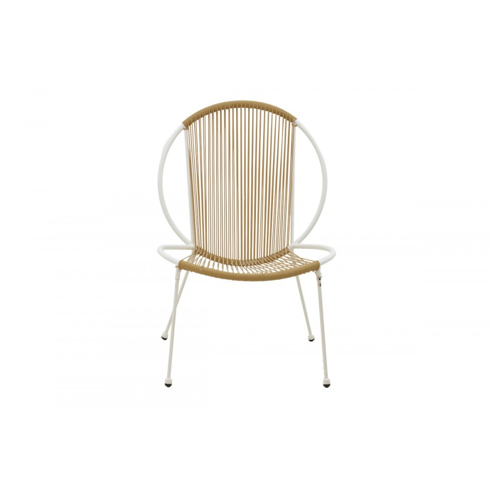 Καρέκλα κήπου "DAPPER" από μέταλλο/pe rattan σε λευκό/φυσικό χρώμα 64.5x74.5x76