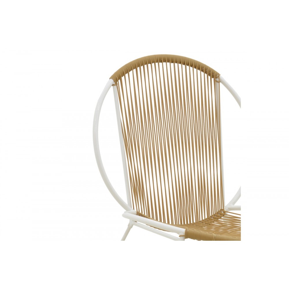 Καρέκλα κήπου "DAPPER" από μέταλλο/pe rattan σε λευκό/φυσικό χρώμα 64.5x74.5x76
