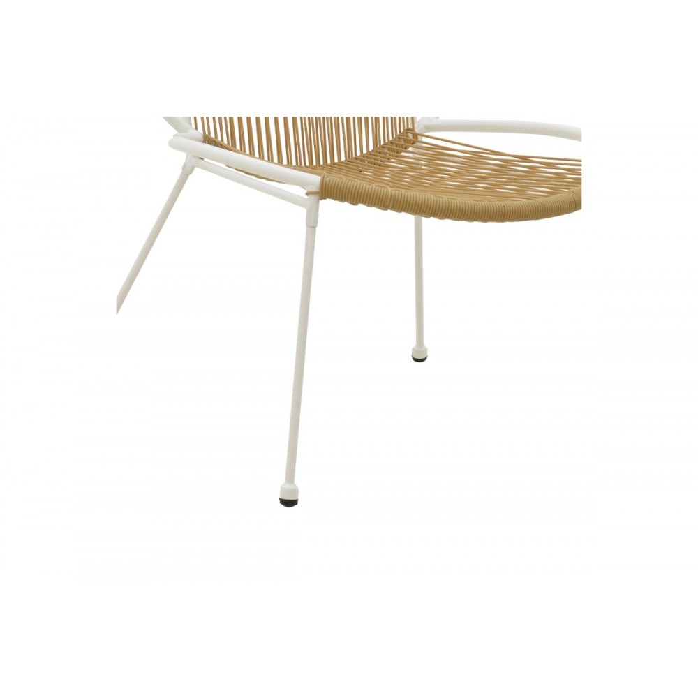 Καρέκλα κήπου "DAPPER" από μέταλλο/pe rattan σε λευκό/φυσικό χρώμα 64.5x74.5x76