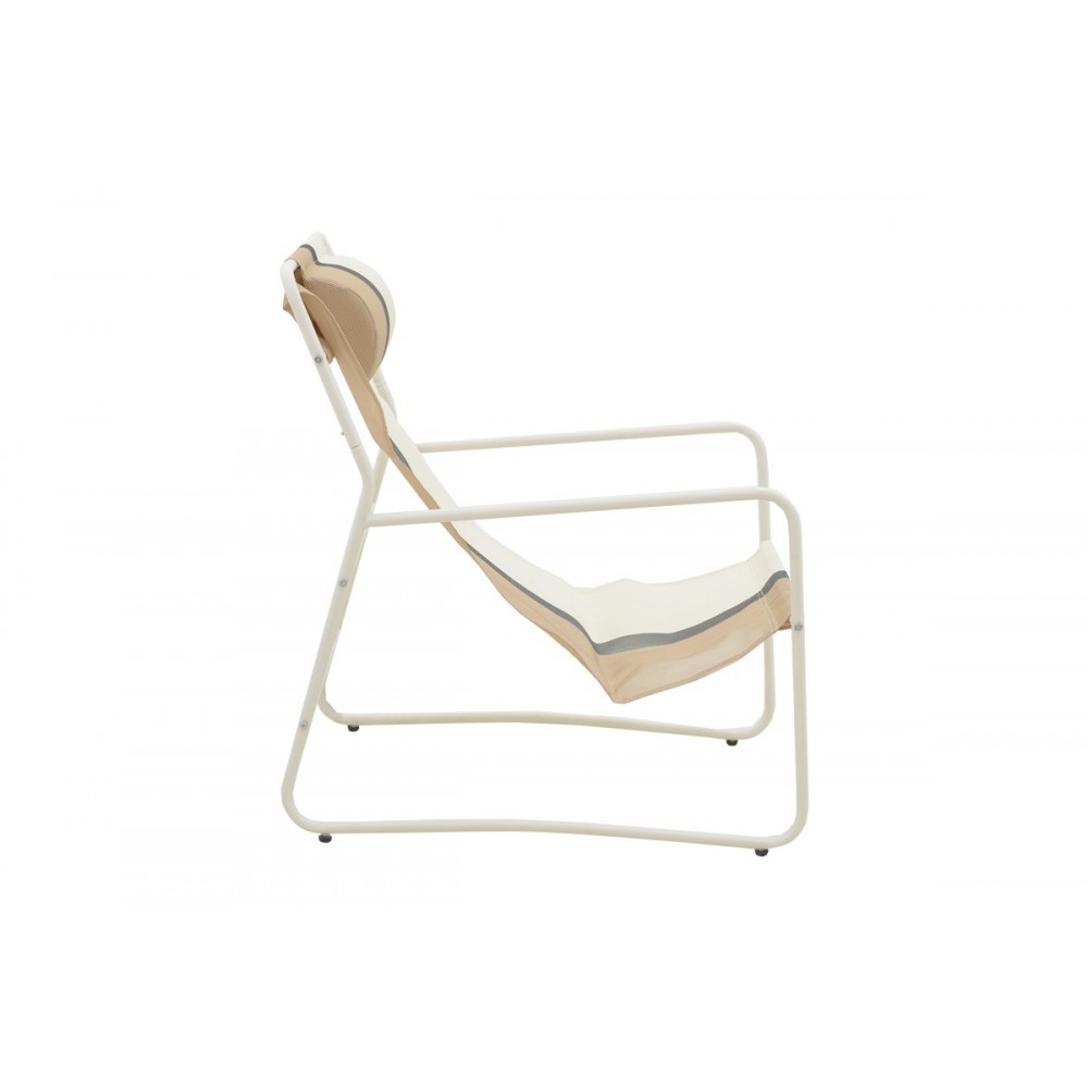 Σεζλόνγκ "FEISTY" από αλουμίνιο/textilene σε λευκό/εκρού χρώμα 65x83x86