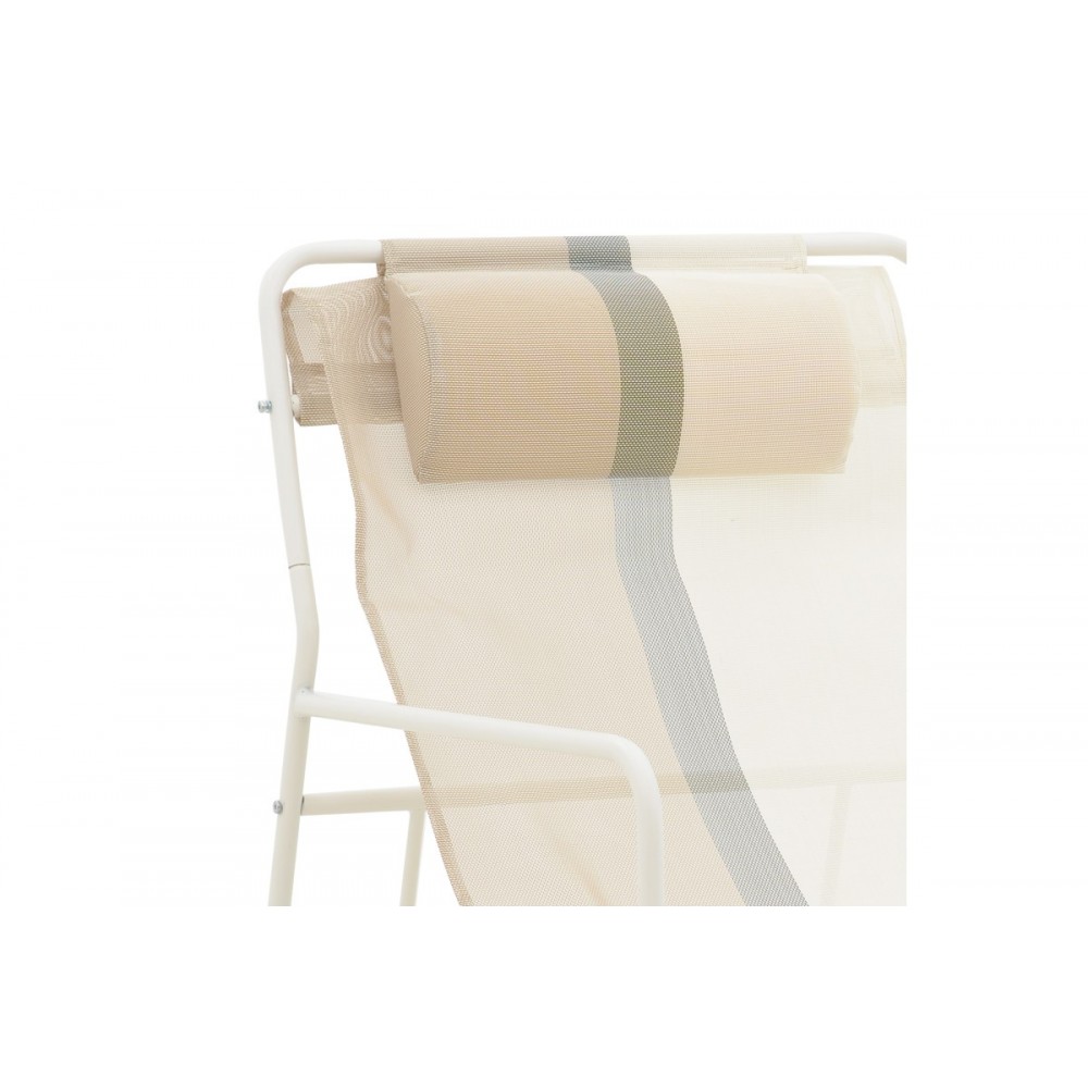 Σεζλόνγκ "FEISTY" από αλουμίνιο/textilene σε λευκό/εκρού χρώμα 65x83x86