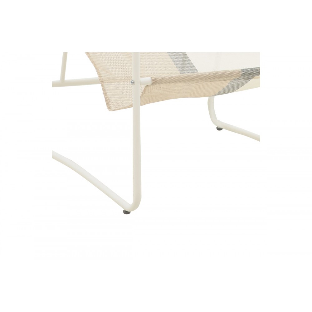 Σεζλόνγκ "FEISTY" από αλουμίνιο/textilene σε λευκό/εκρού χρώμα 65x83x86