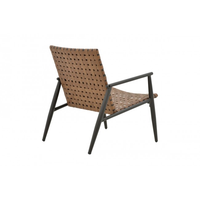 Πολυθρόνα κήπου "EAMON" από αλουμίνιο/textilene σε μαύρο/καφέ χρώμα 73.5x62x77