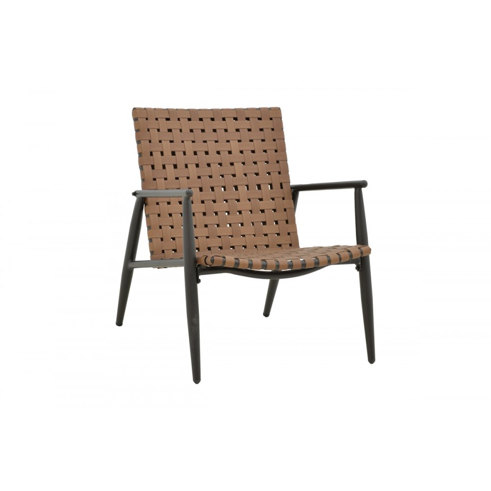 Πολυθρόνα κήπου "EAMON" από αλουμίνιο/textilene σε μαύρο/καφέ χρώμα 73.5x62x77