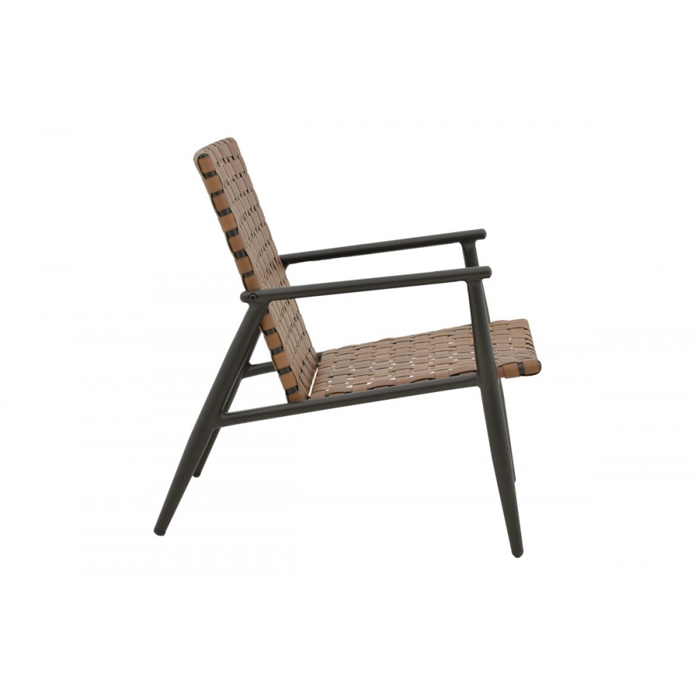 Πολυθρόνα κήπου "EAMON" από αλουμίνιο/textilene σε μαύρο/καφέ χρώμα 73.5x62x77