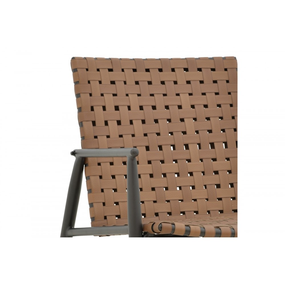 Πολυθρόνα κήπου "EAMON" από αλουμίνιο/textilene σε μαύρο/καφέ χρώμα 73.5x62x77