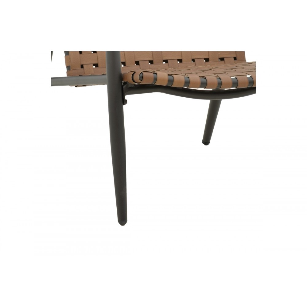 Πολυθρόνα κήπου "EAMON" από αλουμίνιο/textilene σε μαύρο/καφέ χρώμα 73.5x62x77