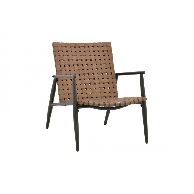 Πολυθρόνα κήπου "EAMON" από αλουμίνιο/textilene σε μαύρο/καφέ χρώμα 73.5x62x77