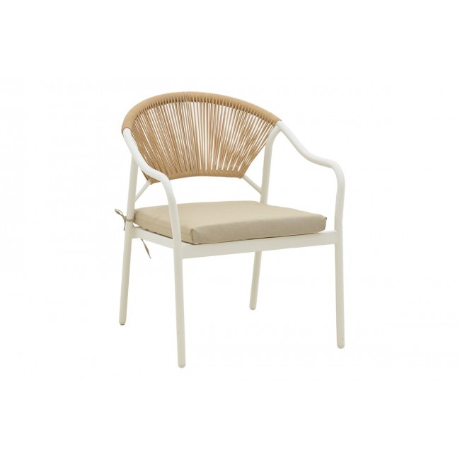 Σαλόνι κήπου "BONANZA" 4τμχ από αλουμίνιο/rattan σε λευκό/μπεζ χρώμα 88x48x40