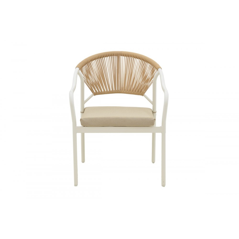 Σαλόνι κήπου "BONANZA" 4τμχ από αλουμίνιο/rattan σε λευκό/μπεζ χρώμα 88x48x40