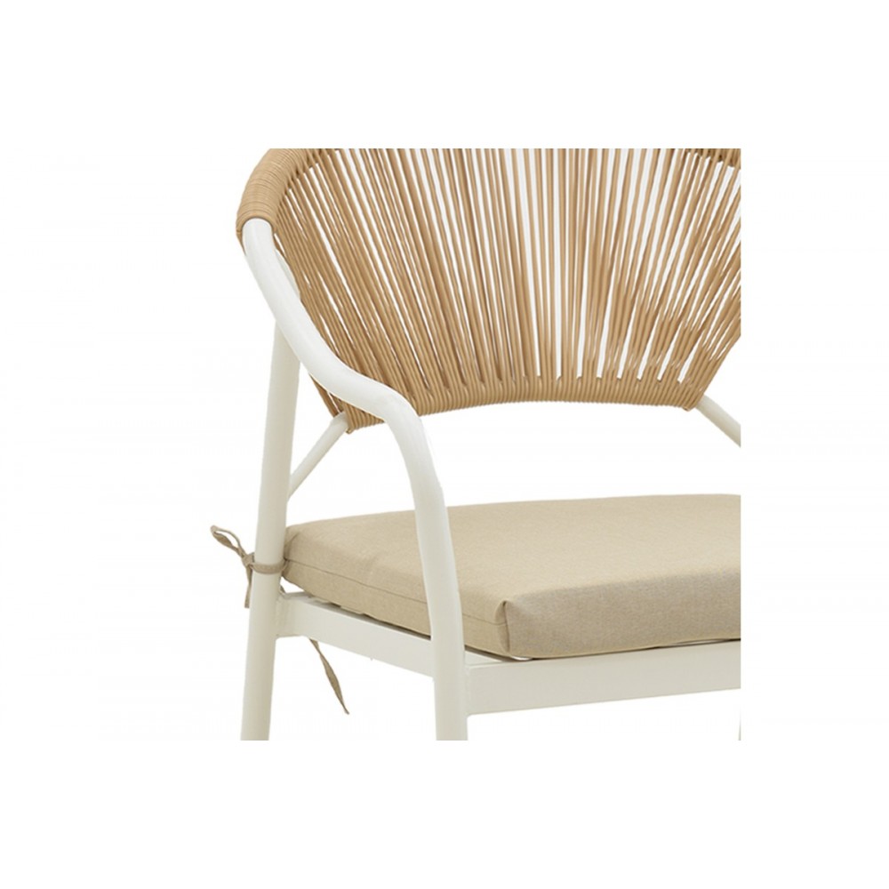 Σαλόνι κήπου "BONANZA" 4τμχ από αλουμίνιο/rattan σε λευκό/μπεζ χρώμα 88x48x40