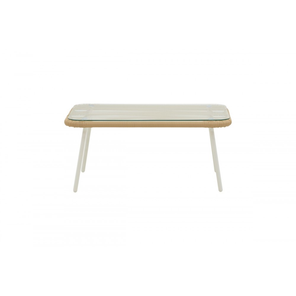 Σαλόνι κήπου "BONANZA" 4τμχ από αλουμίνιο/rattan σε λευκό/μπεζ χρώμα 88x48x40