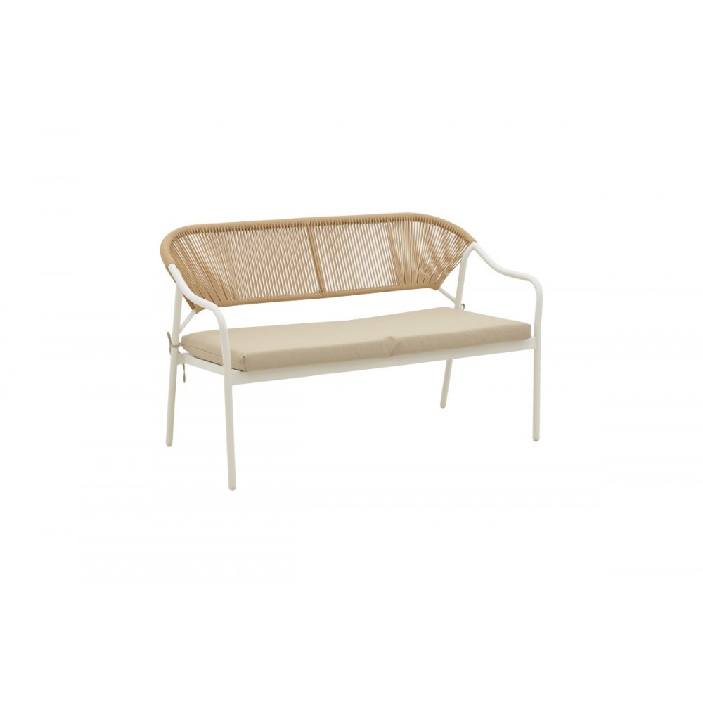 Σαλόνι κήπου "BONANZA" 4τμχ από αλουμίνιο/rattan σε λευκό/μπεζ χρώμα 88x48x40