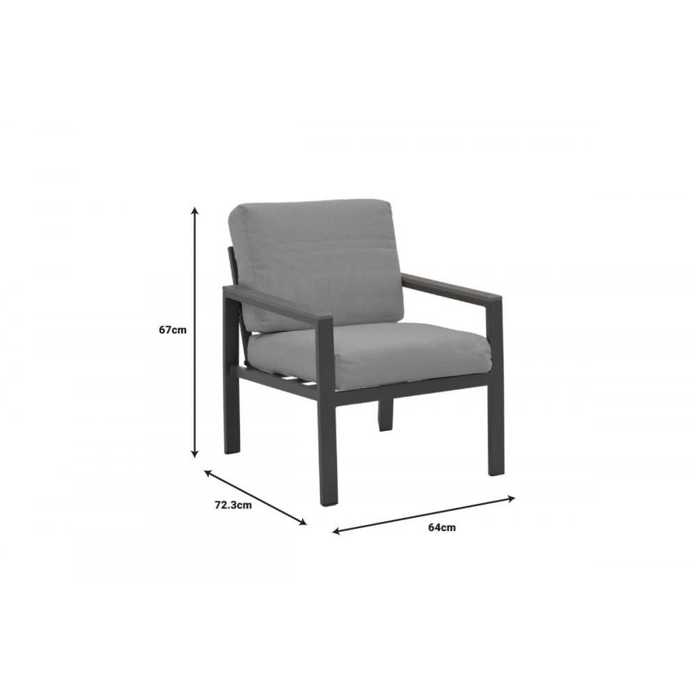 Σαλόνι κήπου "FASHIONABLE" 4τμχ από αλουμίνιο/ύφασμα σε χρώμα γκρι/ανθρακί 100x58x35