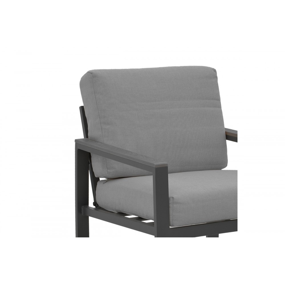 Σαλόνι κήπου "FASHIONABLE" 4τμχ από αλουμίνιο/ύφασμα σε χρώμα γκρι/ανθρακί 100x58x35