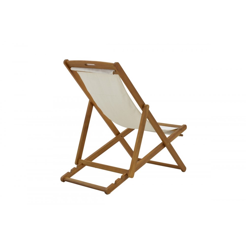 Σεζλόνγκ "FRANCLOW" από ξύλο/πανί σε φυσικό/λευκό χρώμα 66x108x105