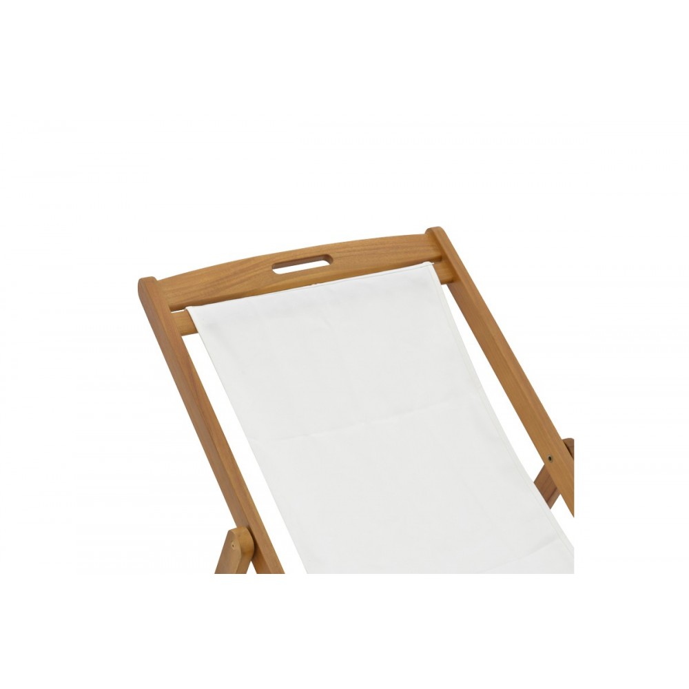 Σεζλόνγκ "FRANCLOW" από ξύλο/πανί σε φυσικό/λευκό χρώμα 66x108x105