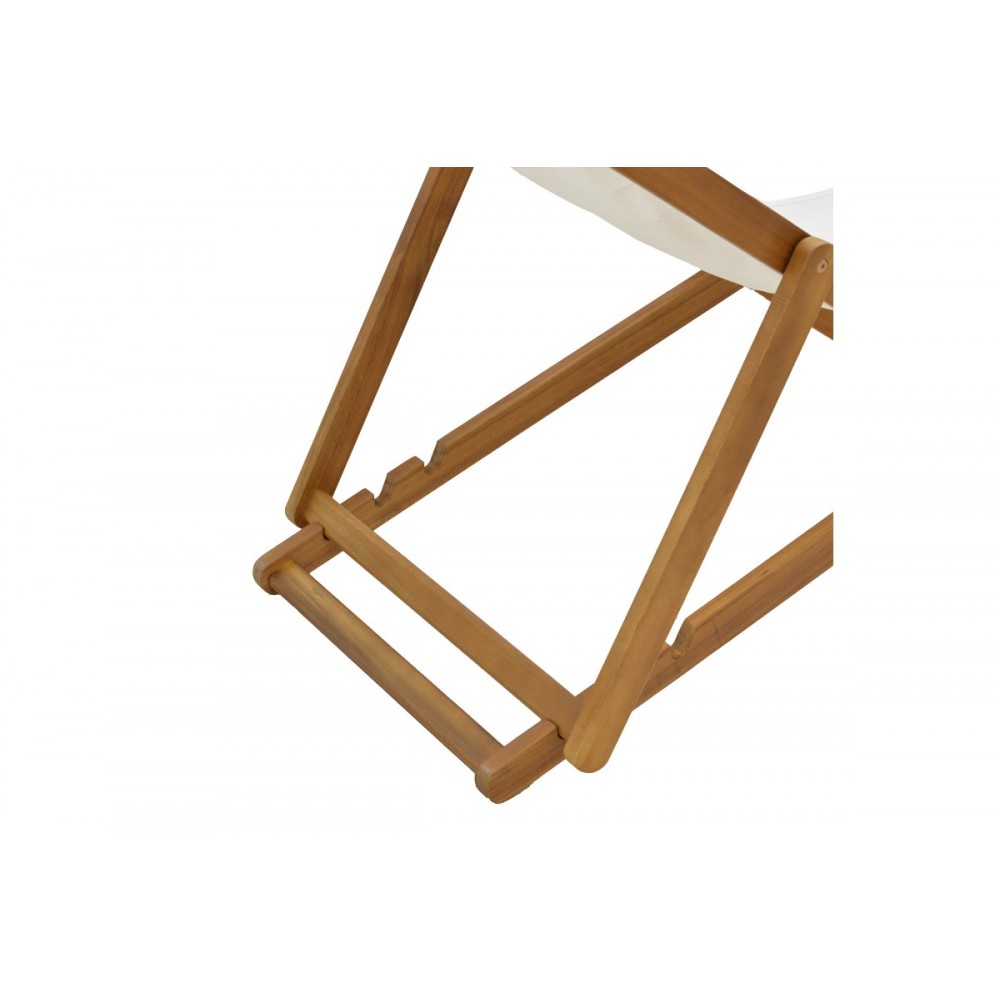 Σεζλόνγκ "FRANCLOW" από ξύλο/πανί σε φυσικό/λευκό χρώμα 66x108x105