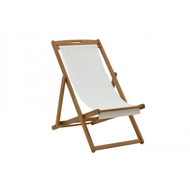 Σεζλόνγκ "FRANCLOW" από ξύλο/πανί σε φυσικό/λευκό χρώμα 66x108x105