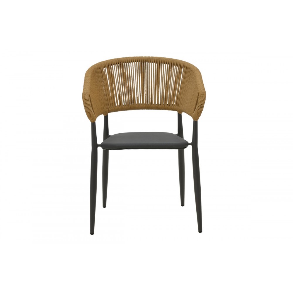 Πολυθρόνα κήπου "RAVEN" από αλουμίνιο/rattan σε μπεζ/ανθρακί χρώμα 57x62x78