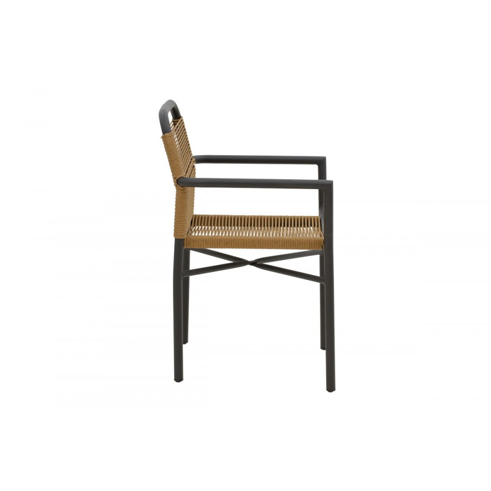 Πολυθρόνα κήπου "CLUTCH" από αλουμίνιο/rattan σε ανθρακί/μπεζ χρώμα 55x56x80