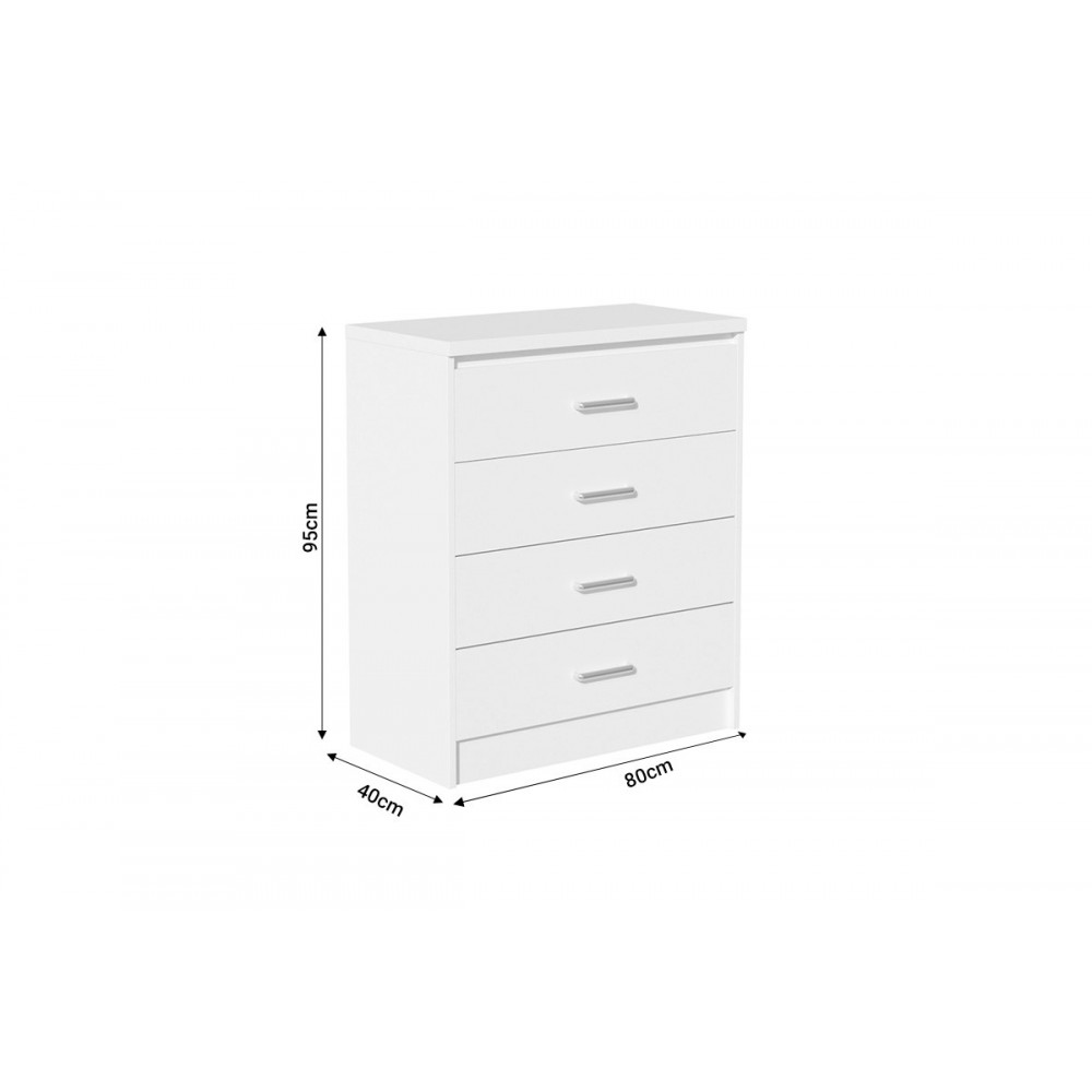 Συρταριέρα "OLYMPUS" από mdf σε λευκό χρώμα 80x40x95