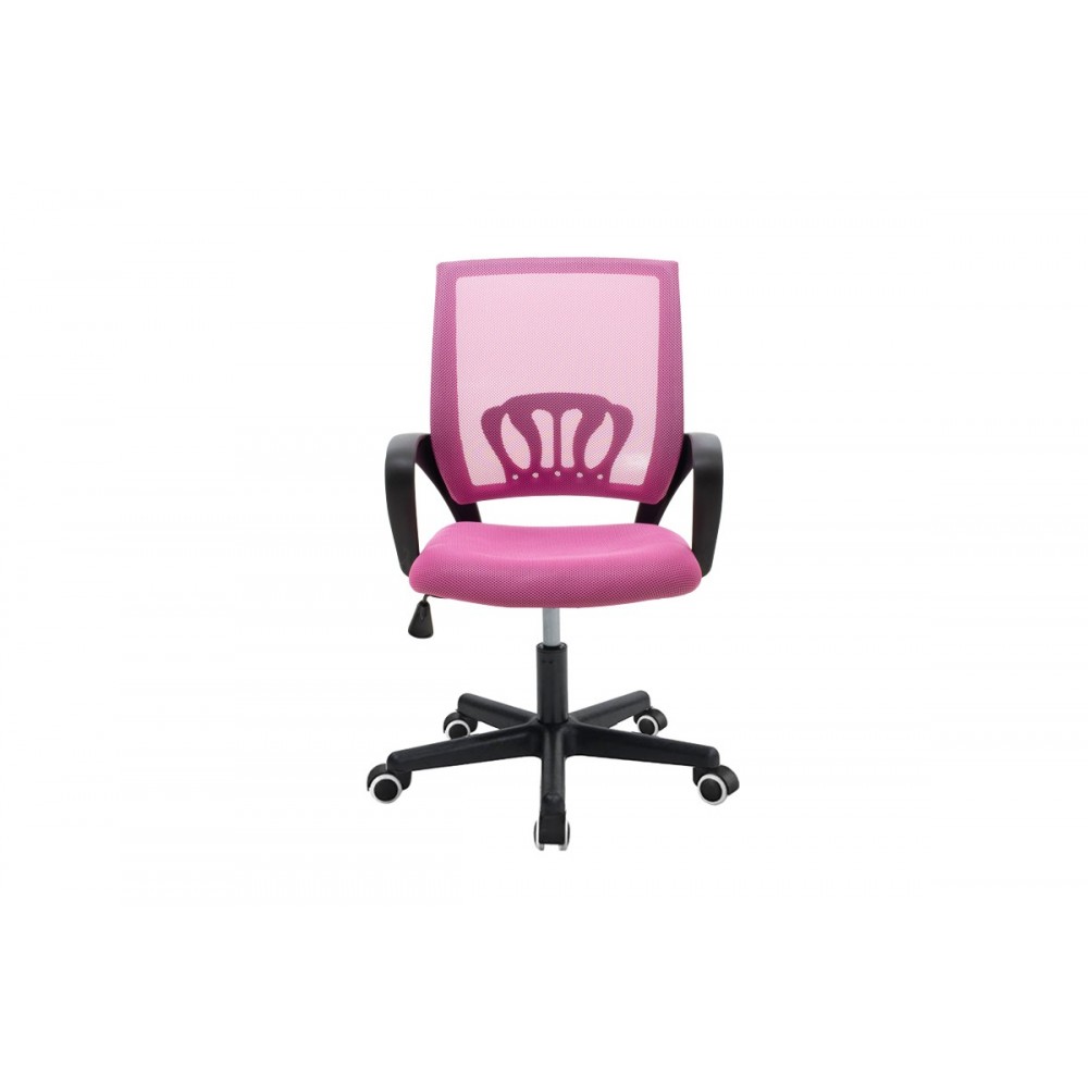 Καρέκλα γραφείου "BERTO I" από ύφασμα mesh σε ροζ χρώμα 56x47x85/95