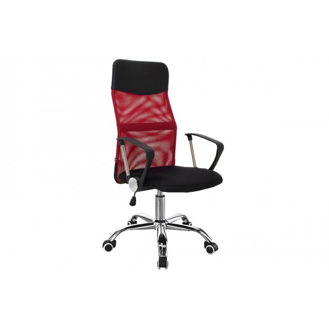 Καρέκλα γραφείου διευθυντή "JOEL I" από ύφασμα mesh σε μαύρο/κόκκινο χρώμα 60x60x109/118
