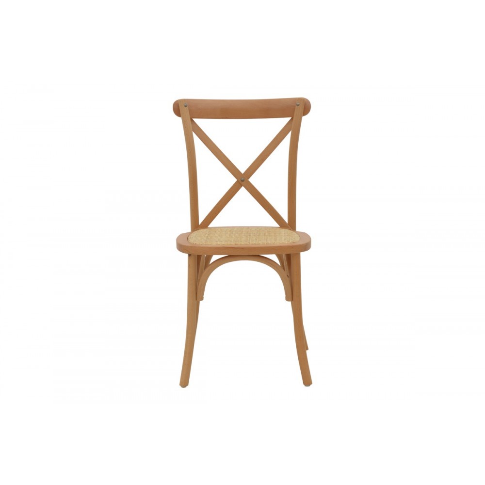 Καρέκλα "DYLON" από ξύλο/rattan σε καρυδί/φυσικό χρώμα 48x52x89