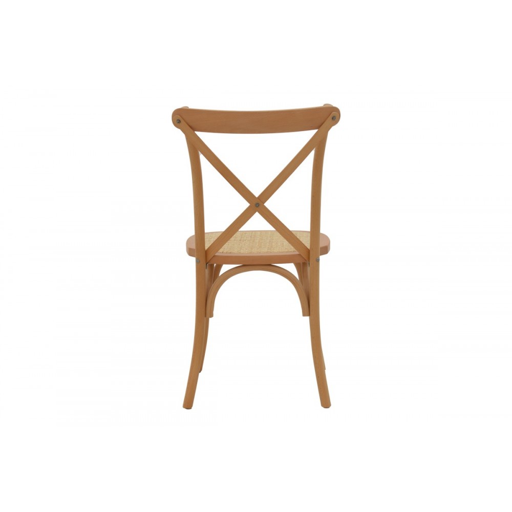 Καρέκλα "DYLON" από ξύλο/rattan σε καρυδί/φυσικό χρώμα 48x52x89