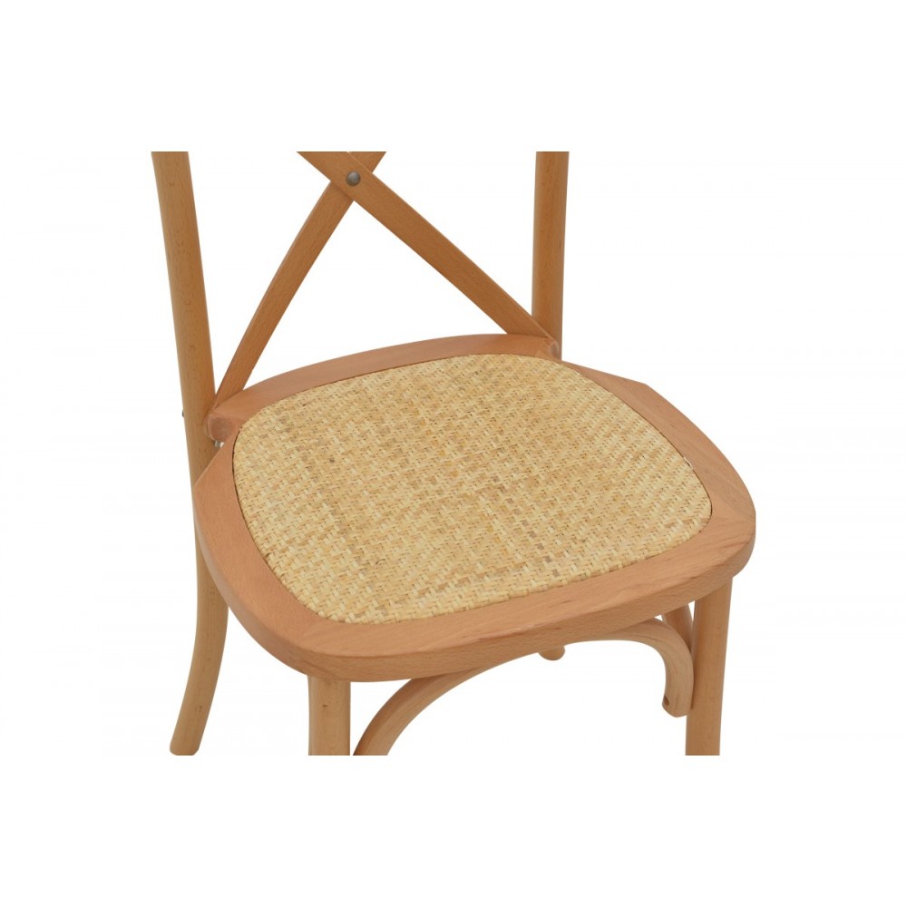 Καρέκλα "DYLON" από ξύλο/rattan σε καρυδί/φυσικό χρώμα 48x52x89