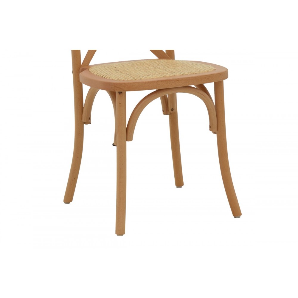 Καρέκλα "DYLON" από ξύλο/rattan σε καρυδί/φυσικό χρώμα 48x52x89