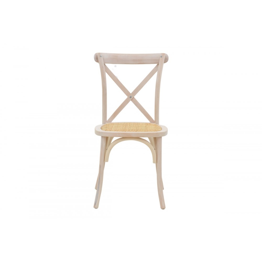 Καρέκλα "DYLON" από ξύλο/rattan σε white wash/φυσικό χρώμα 48x52x89