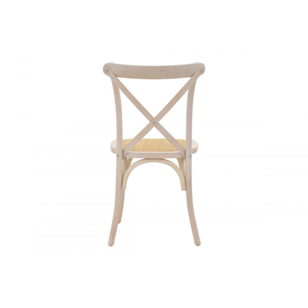 Καρέκλα "DYLON" από ξύλο/rattan σε white wash/φυσικό χρώμα 48x52x89
