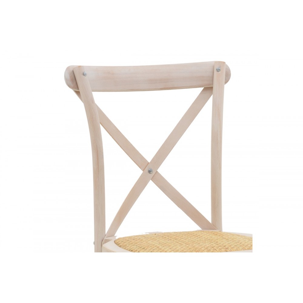 Καρέκλα "DYLON" από ξύλο/rattan σε white wash/φυσικό χρώμα 48x52x89