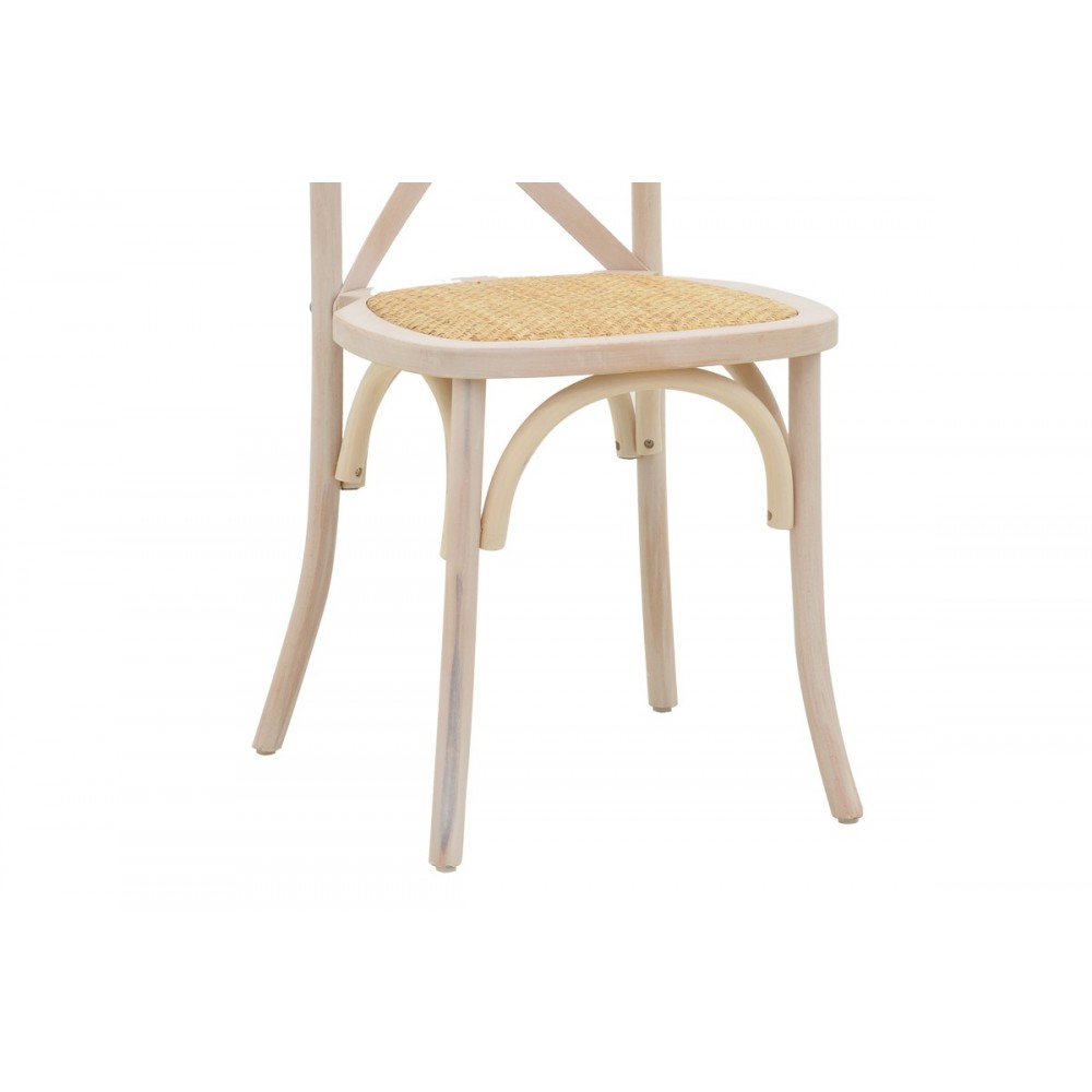 Καρέκλα "DYLON" από ξύλο/rattan σε white wash/φυσικό χρώμα 48x52x89