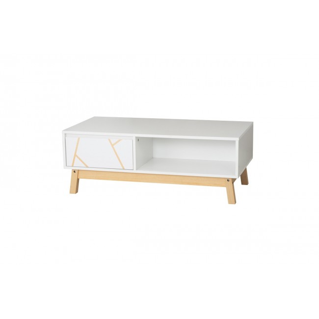 Τραπέζι σαλονιού "ARIA" σε λευκό/φυσικό χρώμα 100x50x37