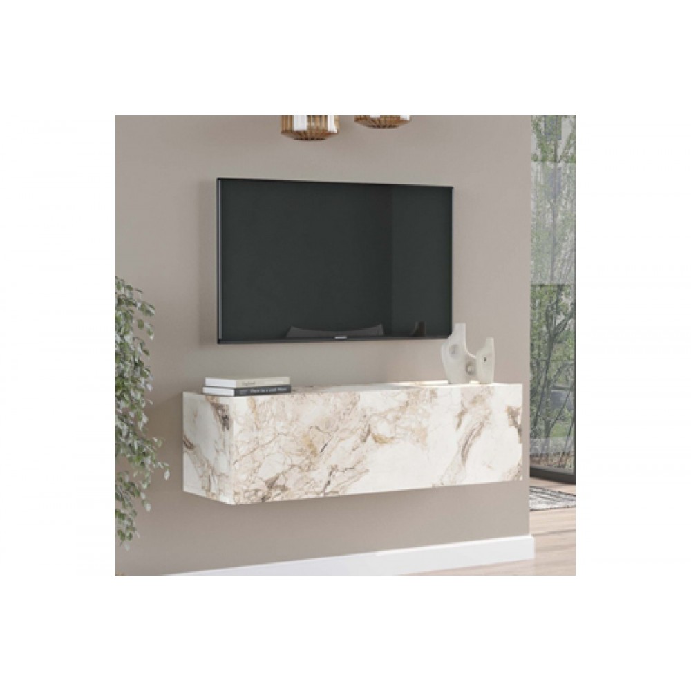 Έπιπλο τηλεόρασης "SERIT" σε χρώμα εκρού μαρμάρου 100x31.5x29.5