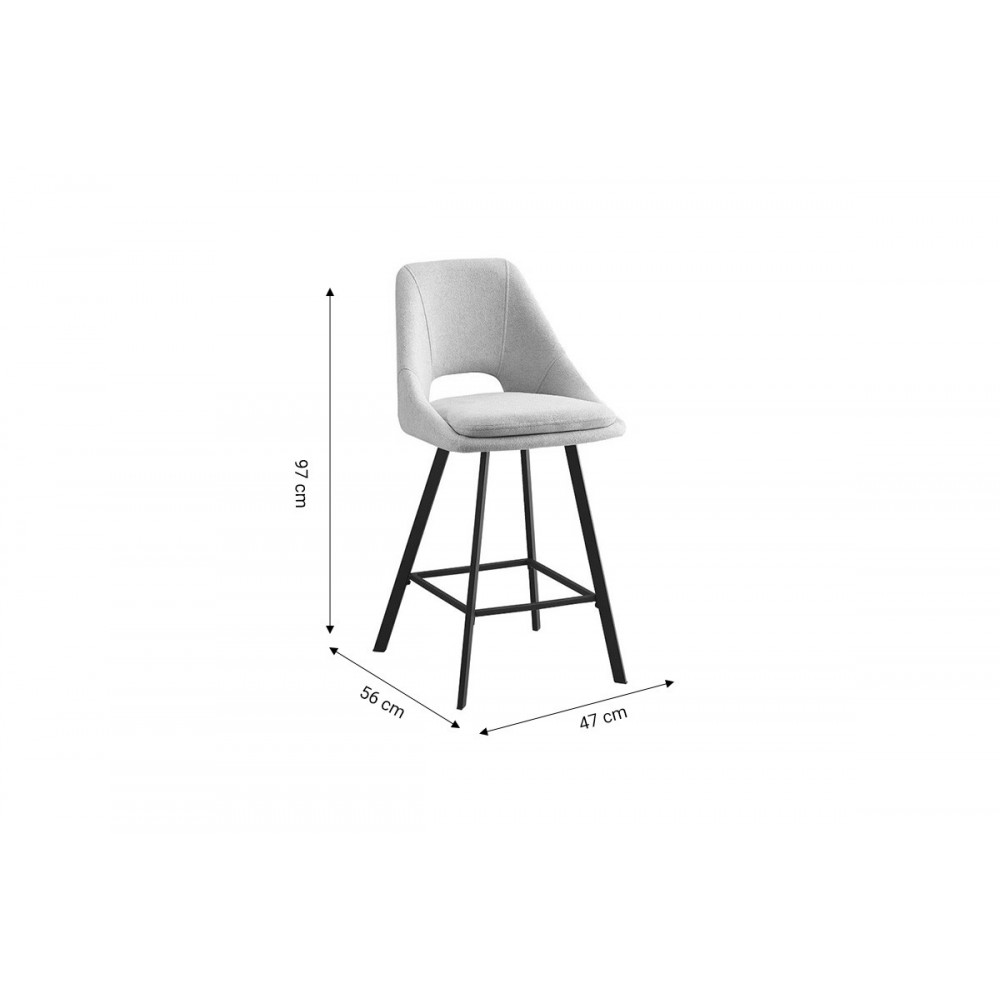 Σκαμπό μπαρ "INITIATE" από ύφασμα/μέταλλο σε ανθρακί/μαύρο χρώμα 47x56x97