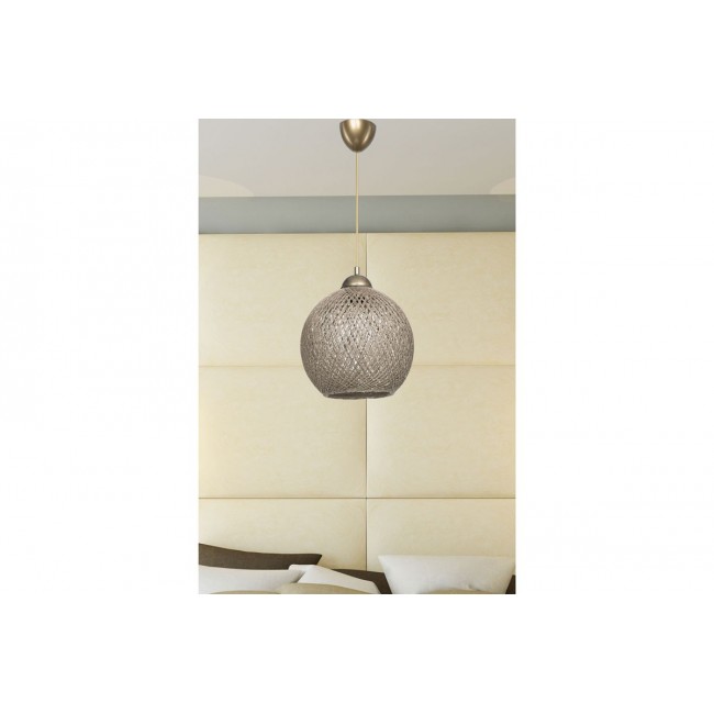 Φωτιστικό οροφής μονόφωτο "LESHIA" από σχοινί σε καφέ χρώμα Φ26x72
