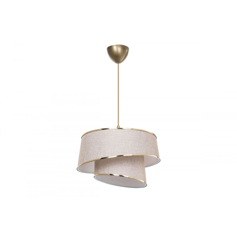 Φωτιστικό οροφής μονόφωτο "PWL-1127" από ύφασμα σε μπεζ/χρυσό χρώμα Φ32.5x65