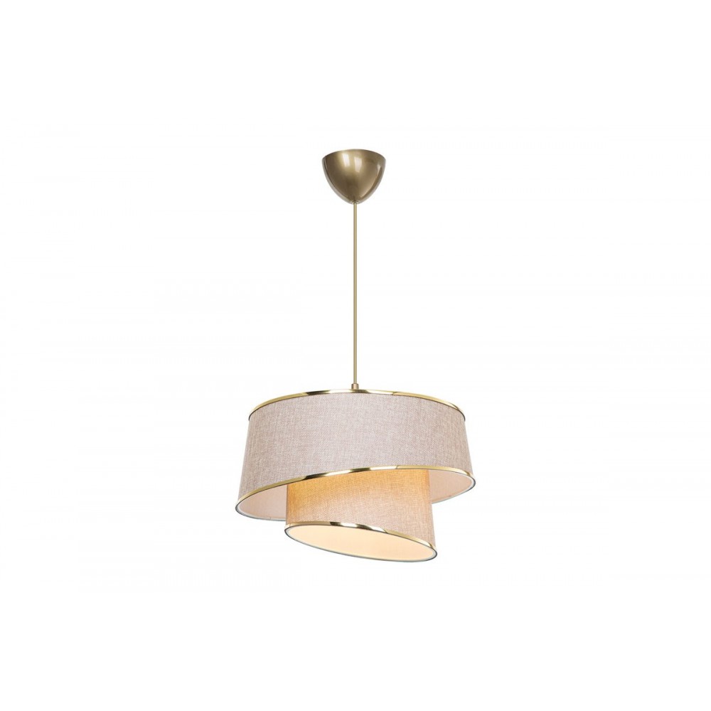 Φωτιστικό οροφής μονόφωτο "PWL-1127" από ύφασμα σε μπεζ/χρυσό χρώμα Φ32.5x65