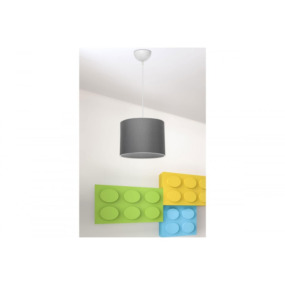 Φωτιστικό οροφής μονόφωτο "PWL-1115" από ύφασμα σε γκρι/λευκό χρώμα Φ22x60