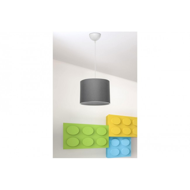 Φωτιστικό οροφής μονόφωτο "PWL-1115" από ύφασμα σε γκρι/λευκό χρώμα Φ22x60