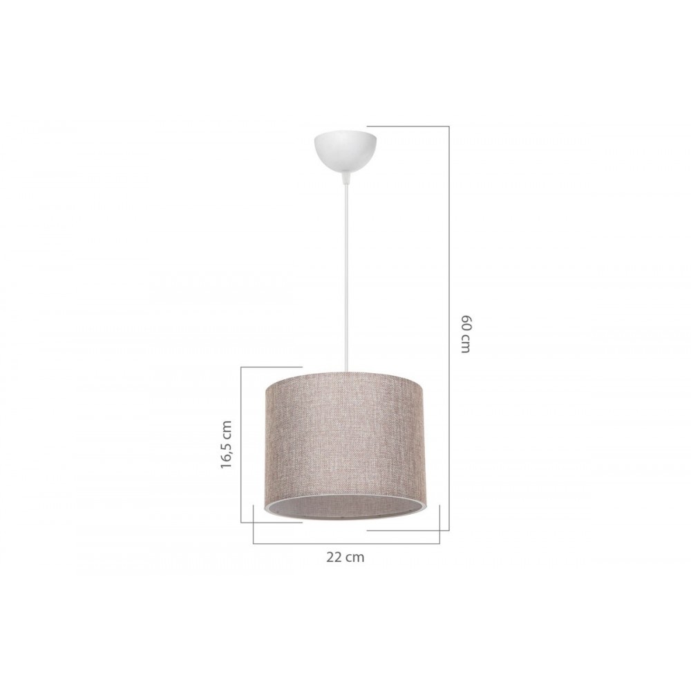 Φωτιστικό οροφής μονόφωτο "PWL-1115" από ύφασμα σε μπεζ/λευκό χρώμα Φ22x60