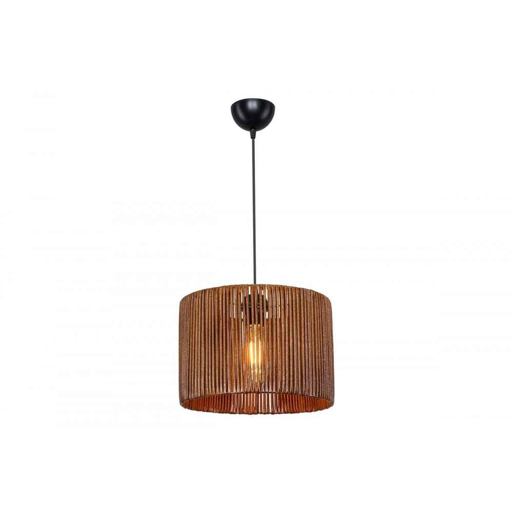 Φωτιστικό οροφής μονόφωτο "PWL-1117" από χαρτί σε καφέ χρώμα Φ30x75