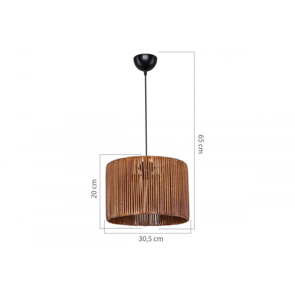 Φωτιστικό οροφής μονόφωτο "PWL-1117" από χαρτί σε καφέ χρώμα Φ30x75