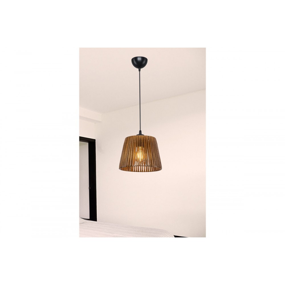 Φωτιστικό οροφής μονόφωτο "PWL-1116" από χαρτί σε καφέ χρώμα Φ22x60