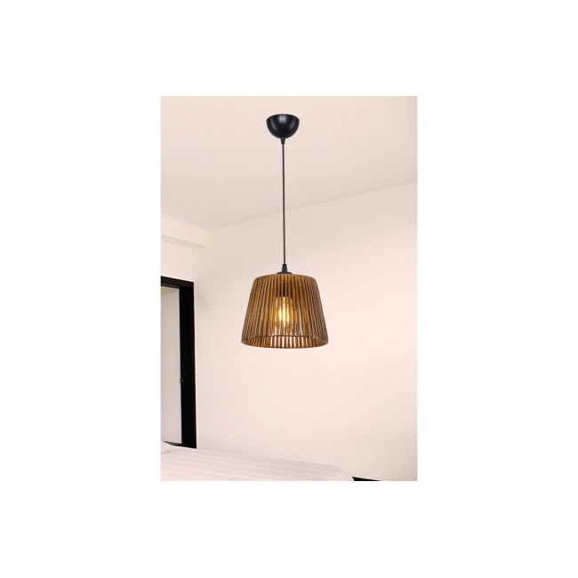 Φωτιστικό οροφής μονόφωτο "PWL-1116" από χαρτί σε καφέ χρώμα Φ22x60