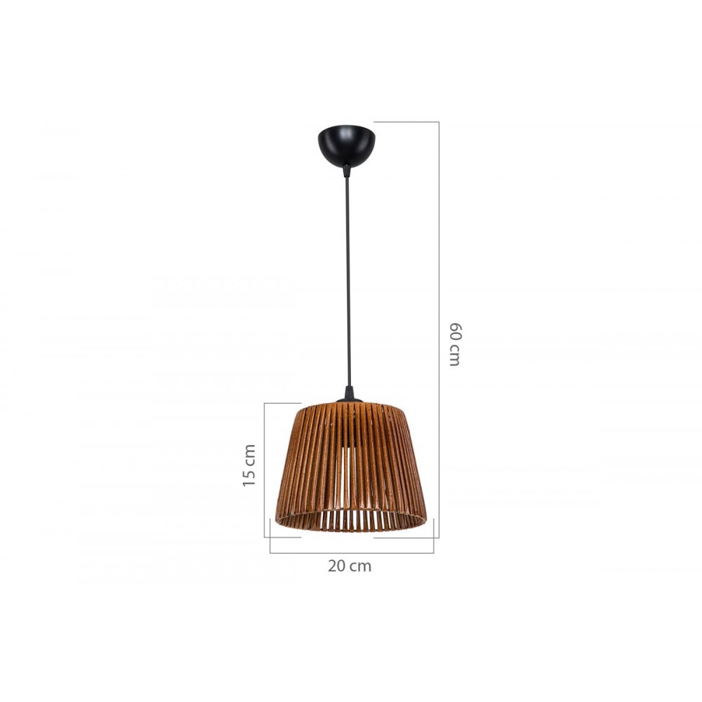 Φωτιστικό οροφής μονόφωτο "PWL-1116" από χαρτί σε καφέ χρώμα Φ22x60